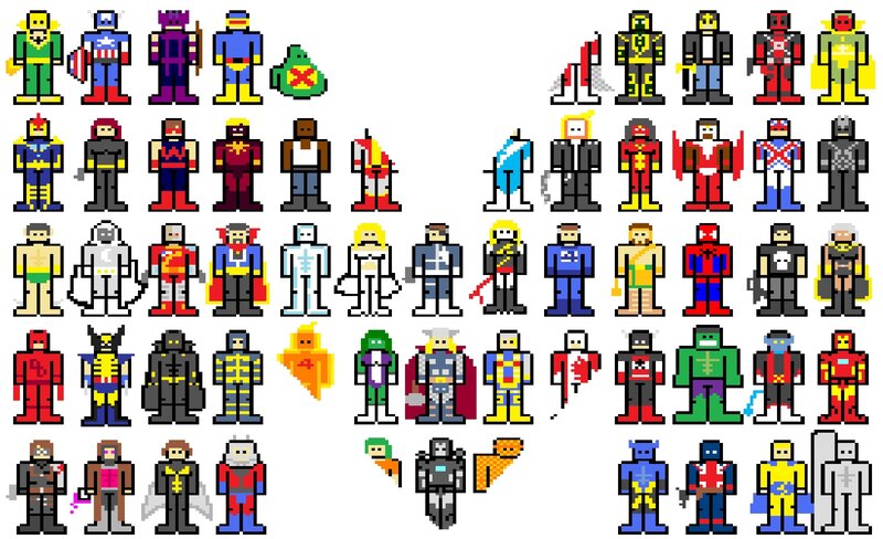 Pixel art superhero collection