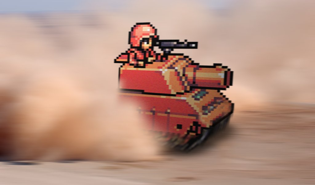 Pixel art tank in desert