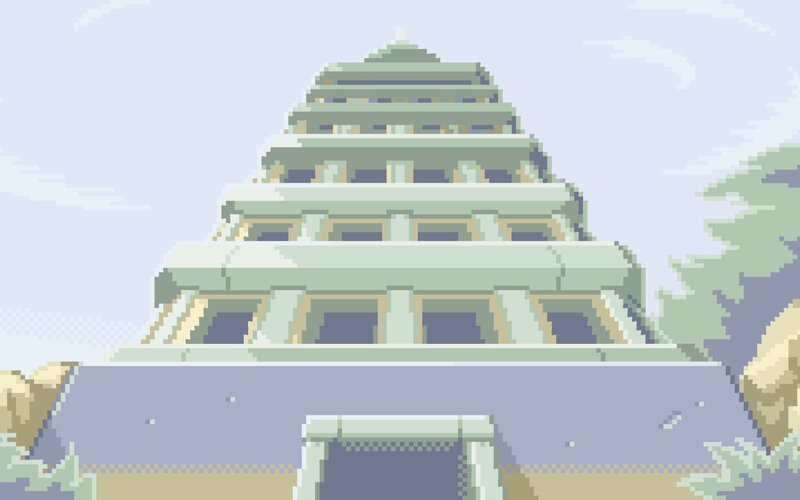 pixel art temple structure