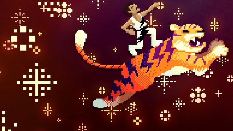 Pixel art tiger rider