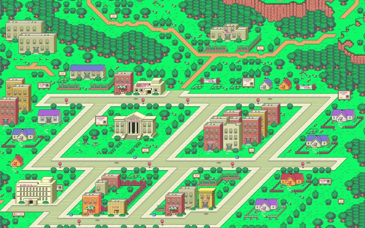 Pixel art town map