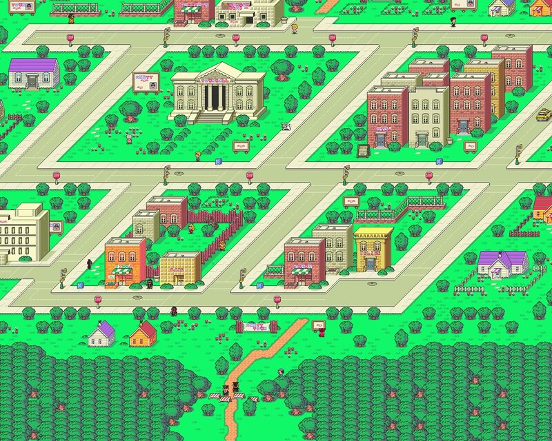 Pixel art town map
