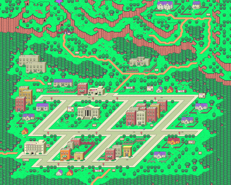 pixel art town map