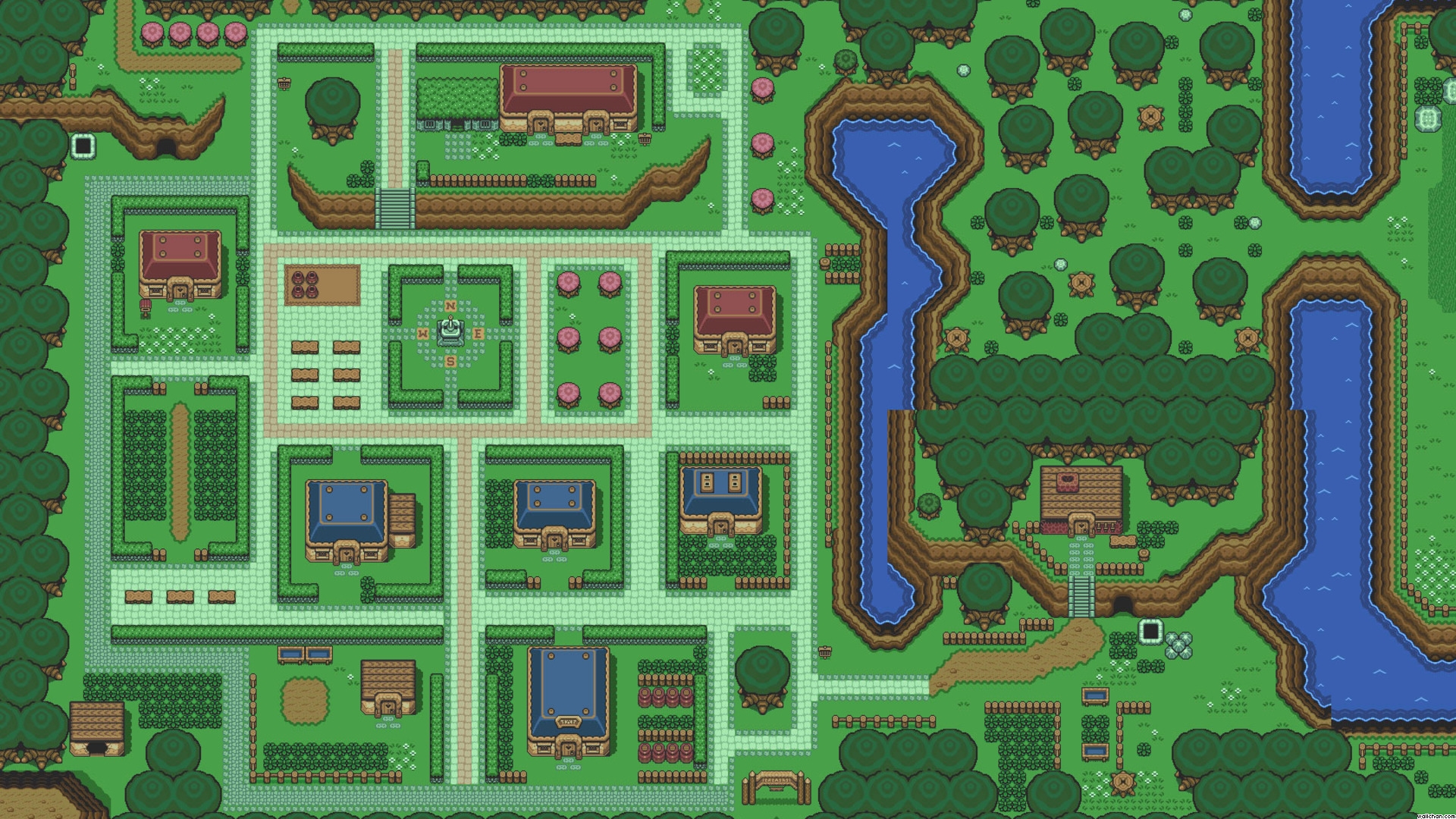 pixel art town map