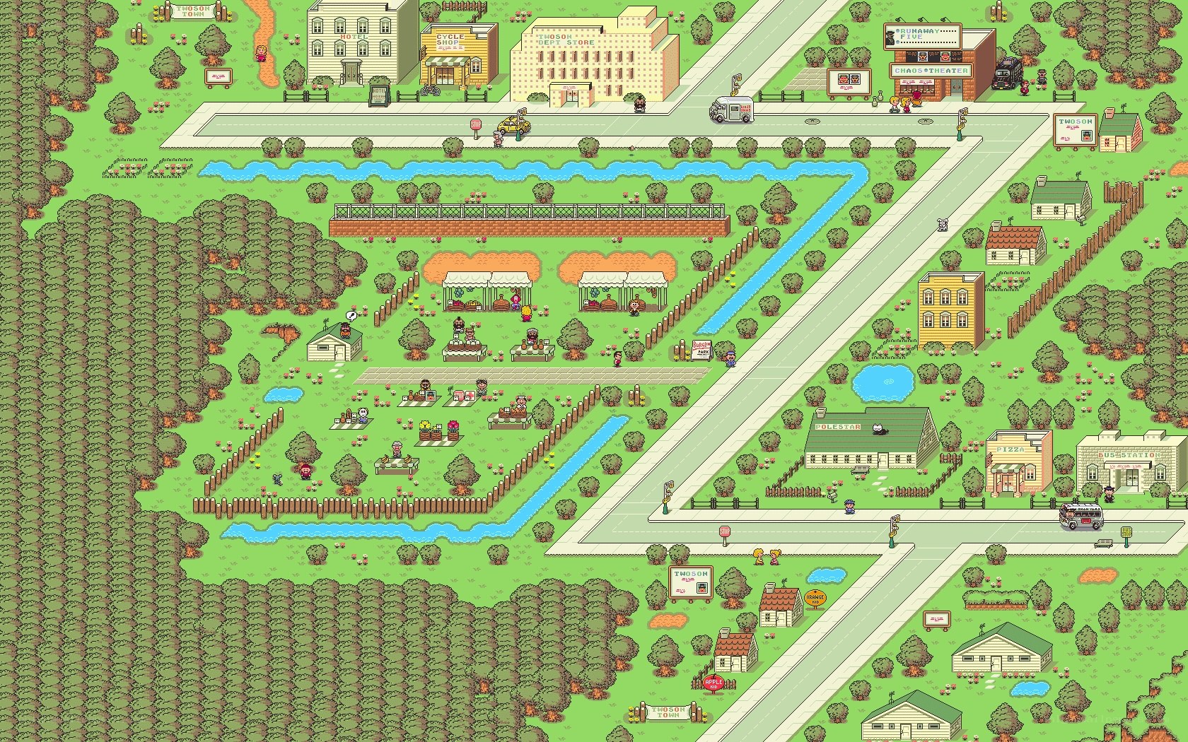 pixel art town map