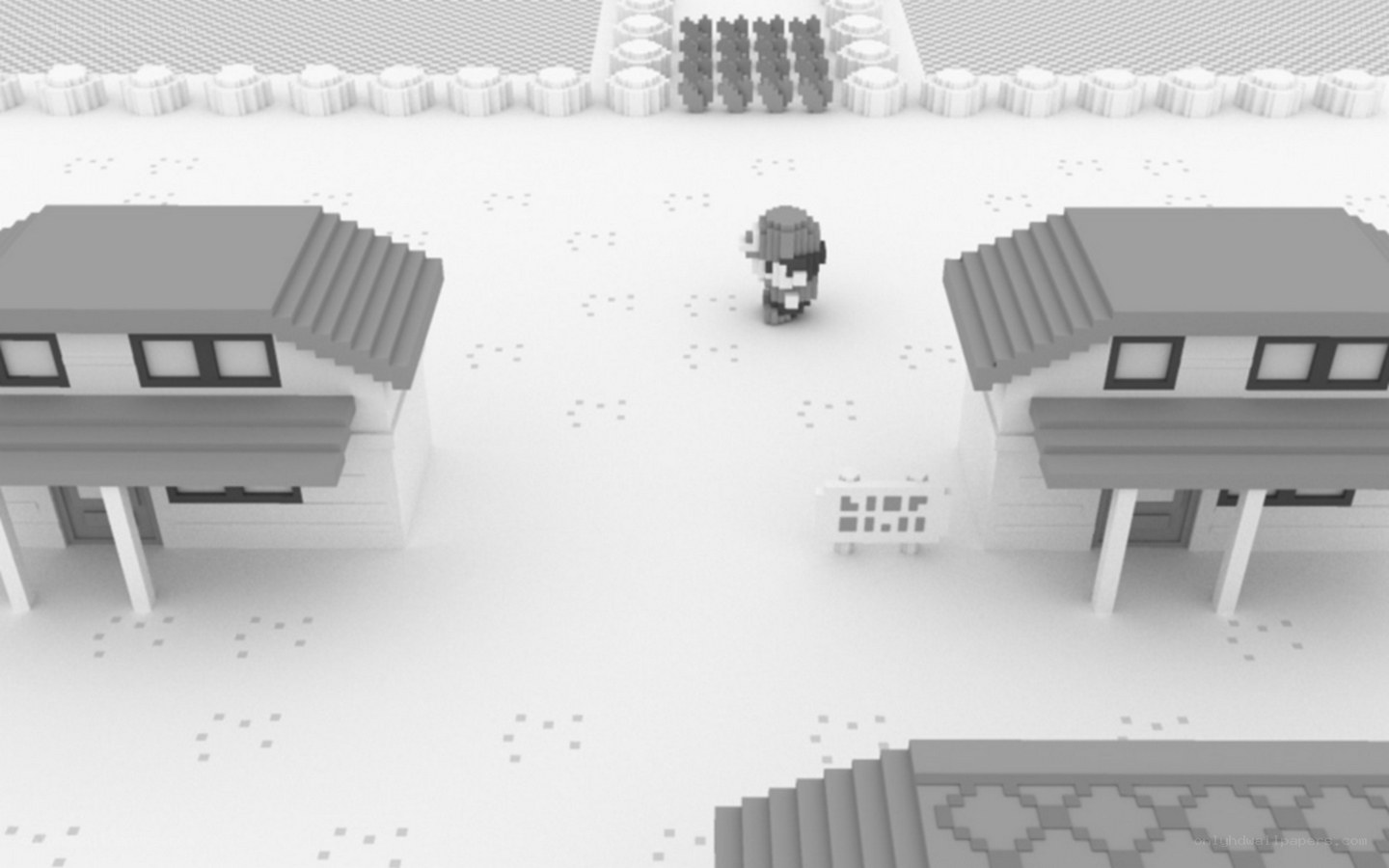 pixel art village scene