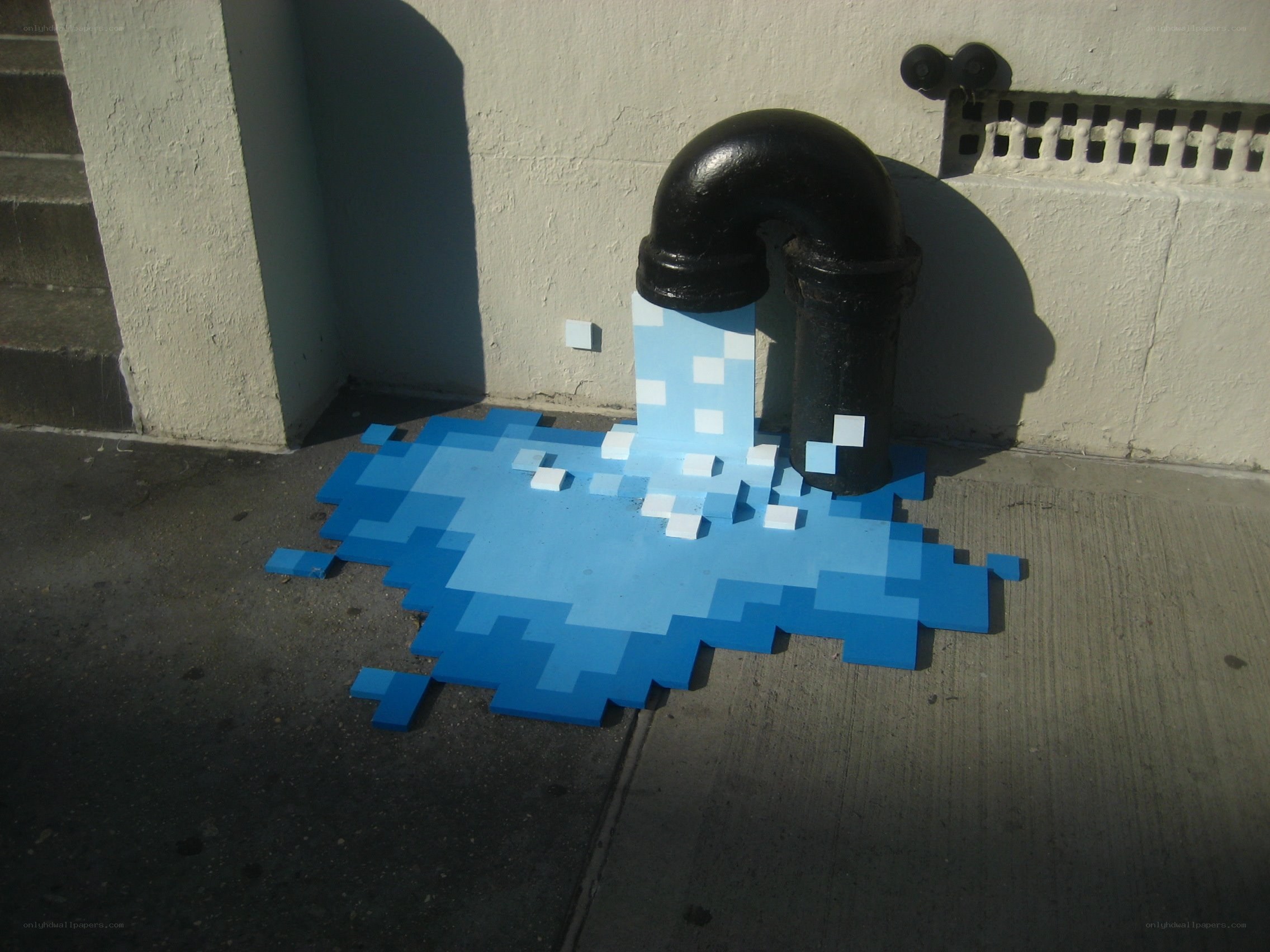 Pixel art water leak