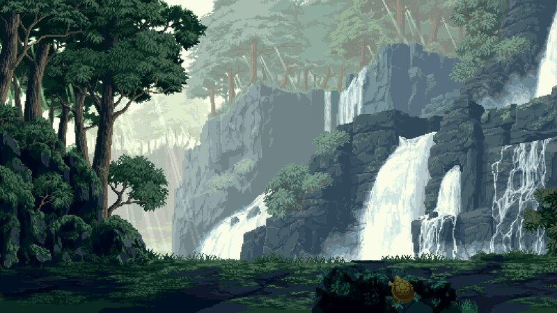 Pixel Art Waterfall — Green