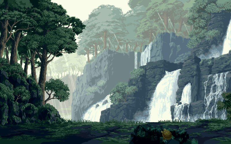 Pixel Art Waterfall