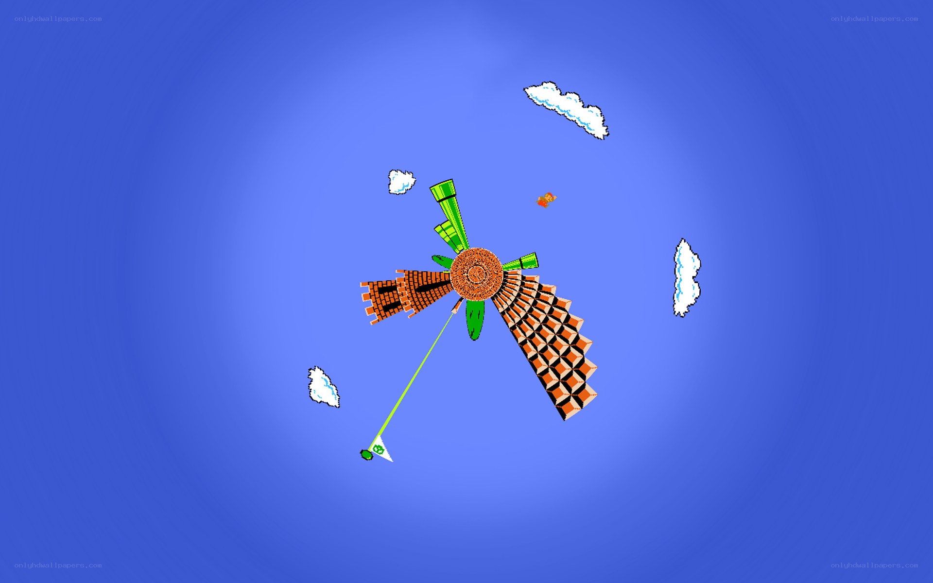 pixel art windmill in sky