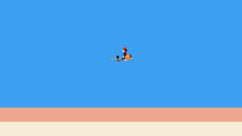 pixel art witch flying
