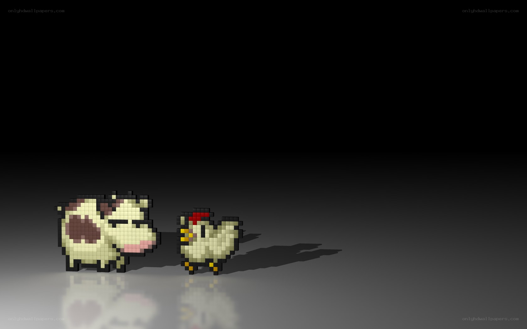 Pixel cow and chicken
