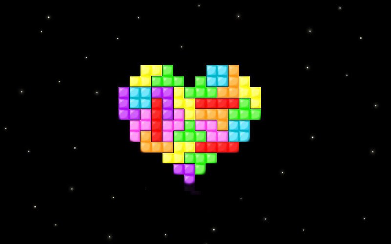 Pixel heart in space