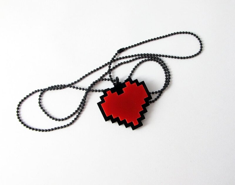 pixel heart necklace