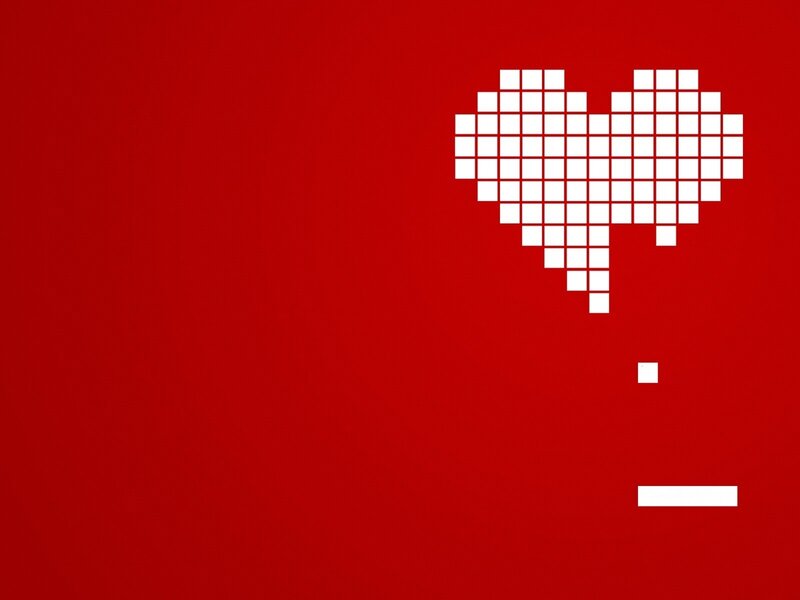 pixel heart on red