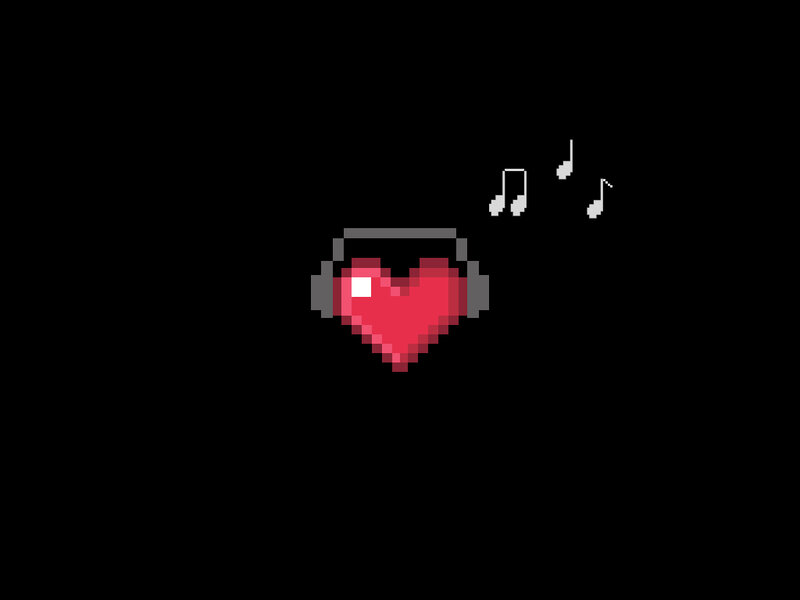 pixel heart with headphones