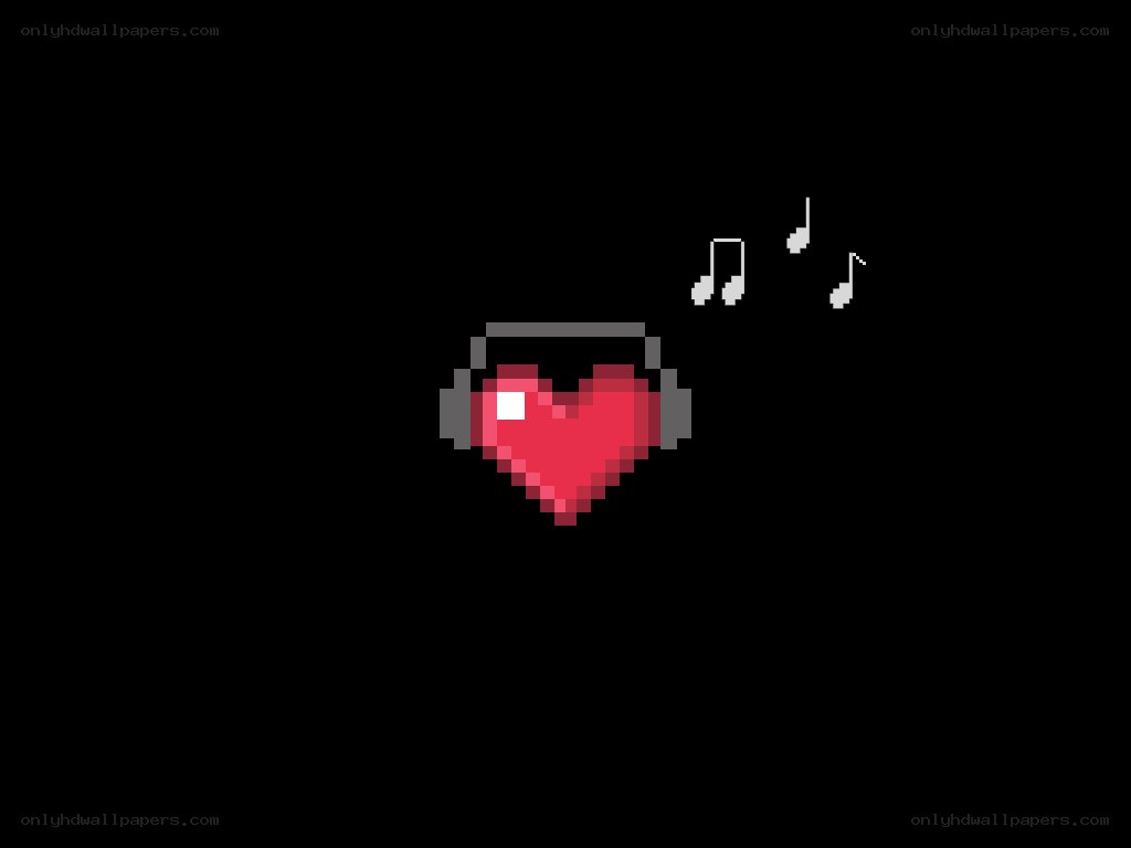pixel heart with headphones