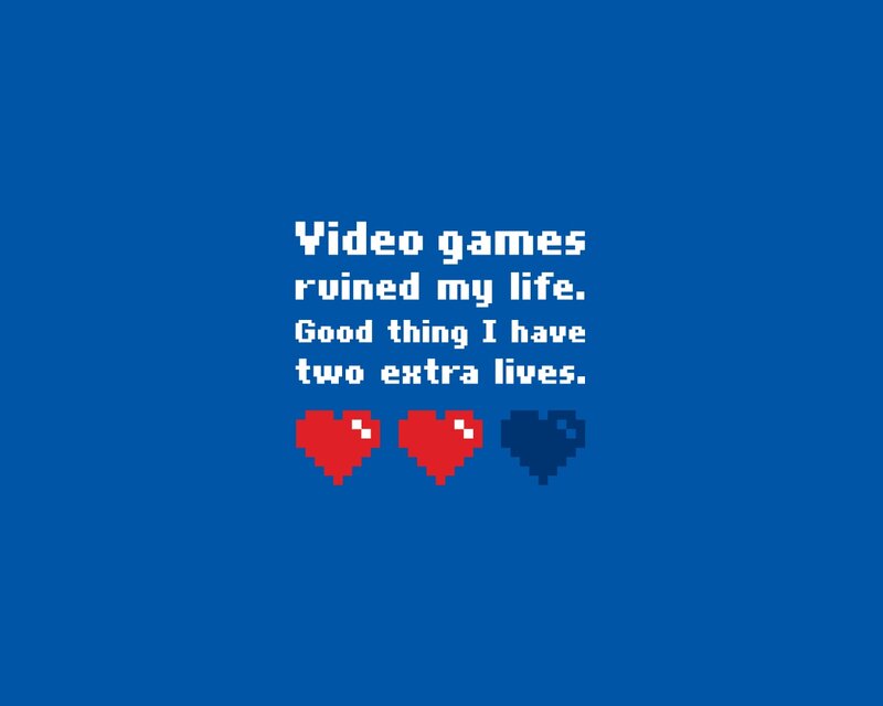 Pixel Hearts and Text — Blue, Humorous