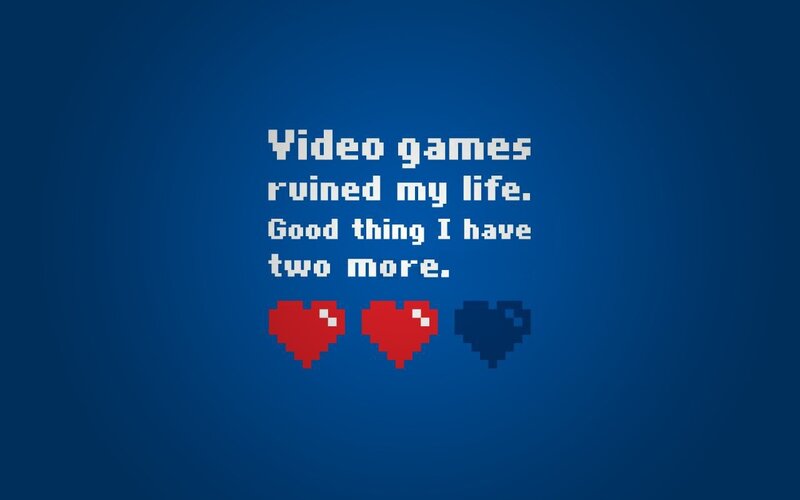 Pixel Hearts and Text — Blue