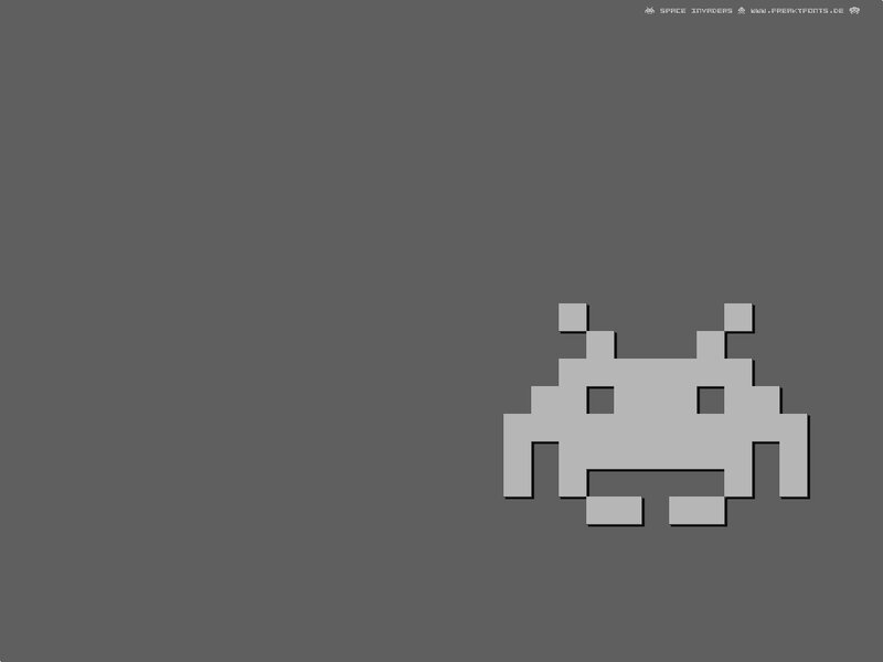 Pixelated Alien Character — Gray