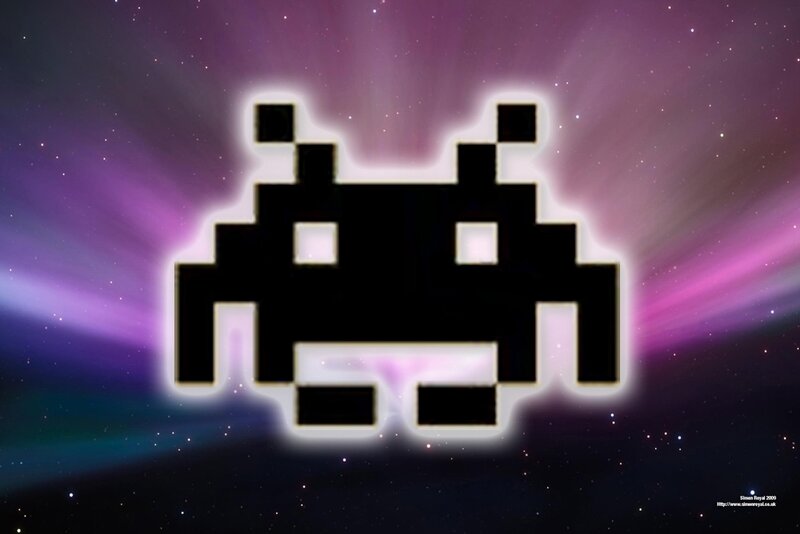 Pixelated Alien Character — Purple