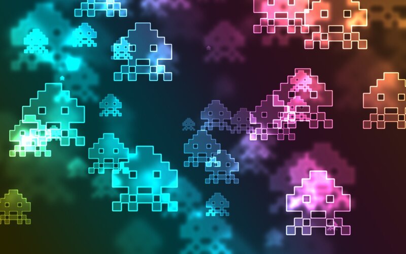 Pixelated Alien Creatures — Cyan, Retro