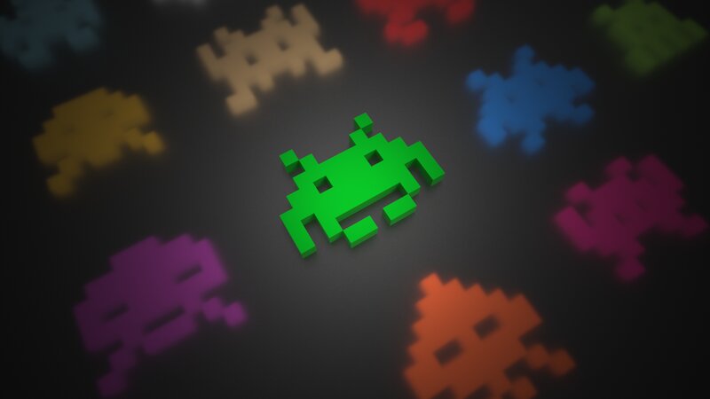 Pixelated Alien Creatures — Green, Nostalgic