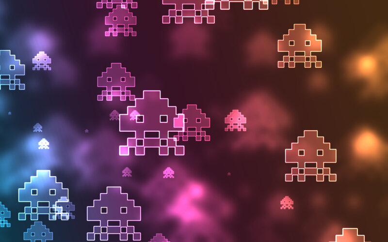 Pixelated Alien Creatures — Purple