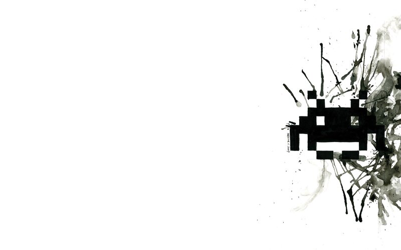 Pixelated Alien Figure — Black, Minimalist
