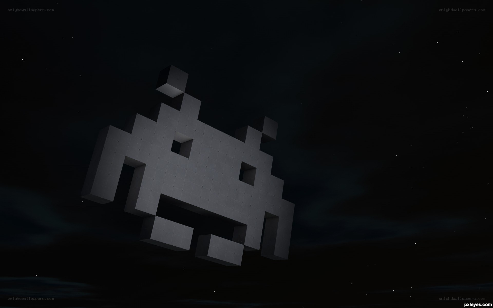 pixelated alien in space