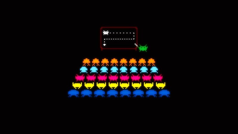 Pixelated Alien Invaders — Black, Retro, Pixel Art, Spaceship