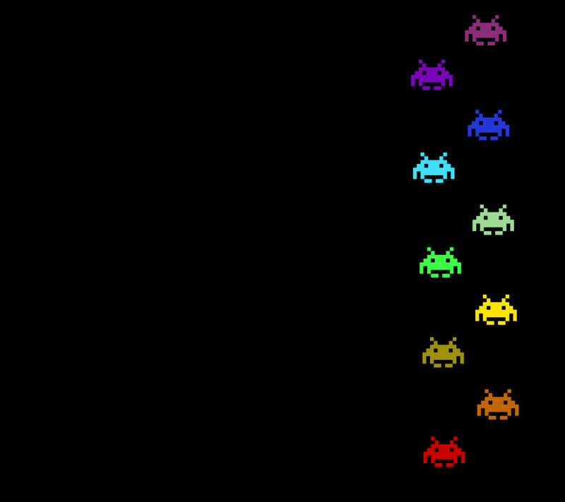 Pixelated Alien Invaders — Black, Retro, Pixel Art