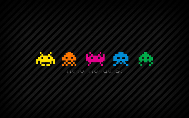 Pixelated Alien Invaders — Black, Retro