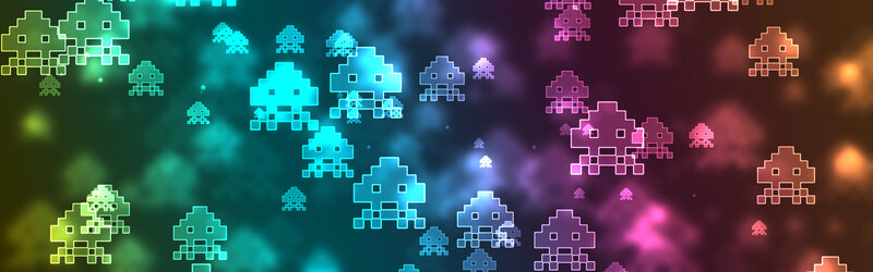 Pixelated Alien Invaders — Cyan