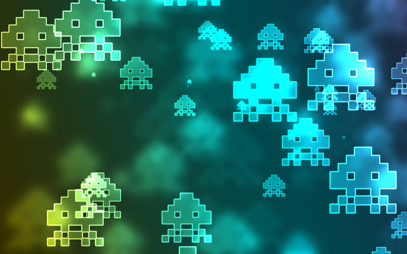 Pixelated Alien Invaders — Green