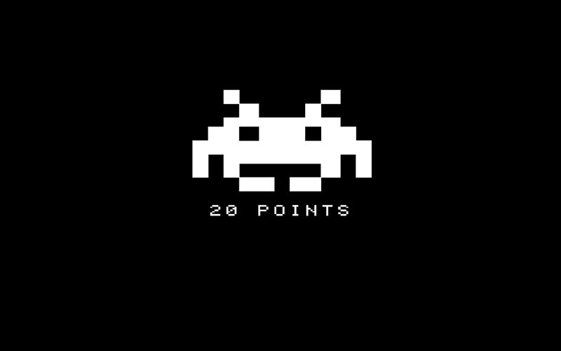 Pixelated Alien Sprite — Black, Retro
