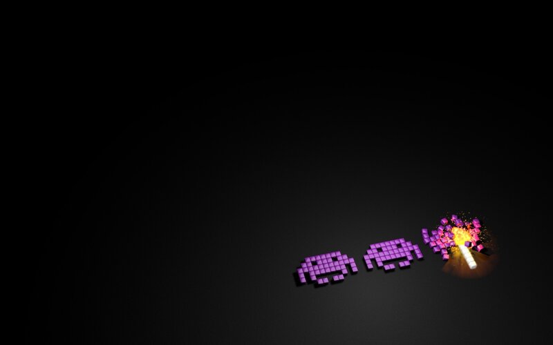 Pixelated aliens exploding