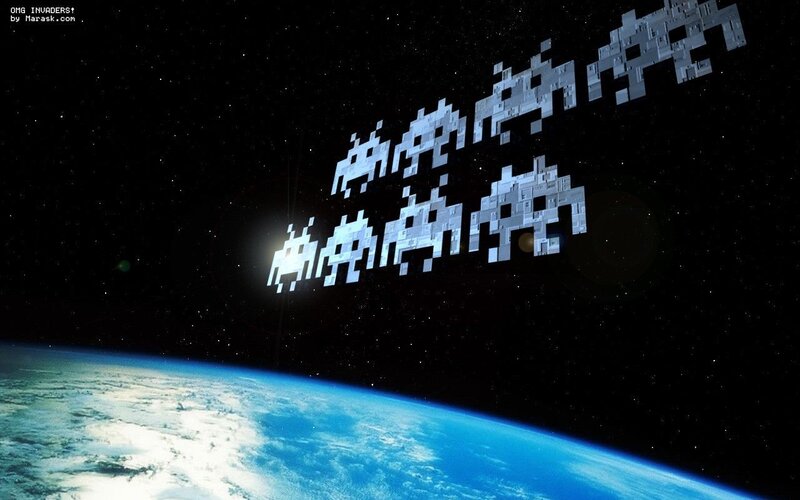 Pixelated Aliens in Space