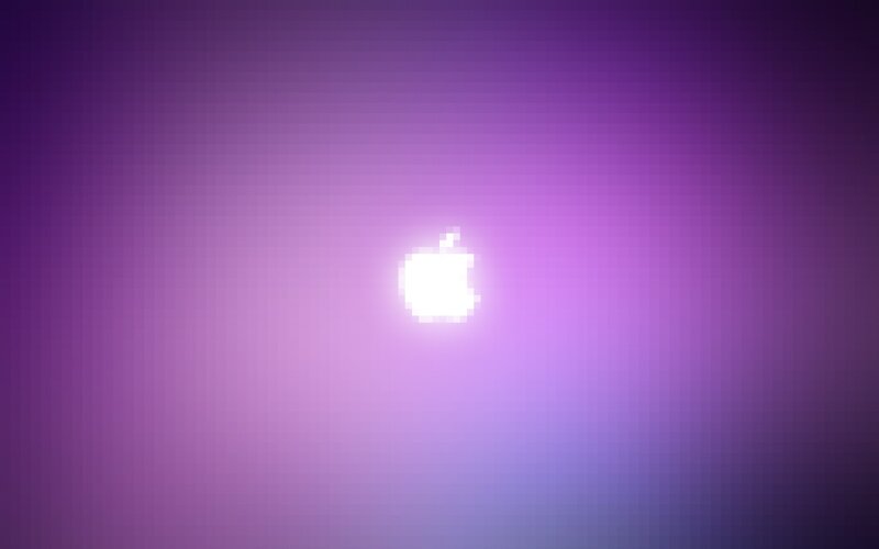 pixelated apple logo on purple