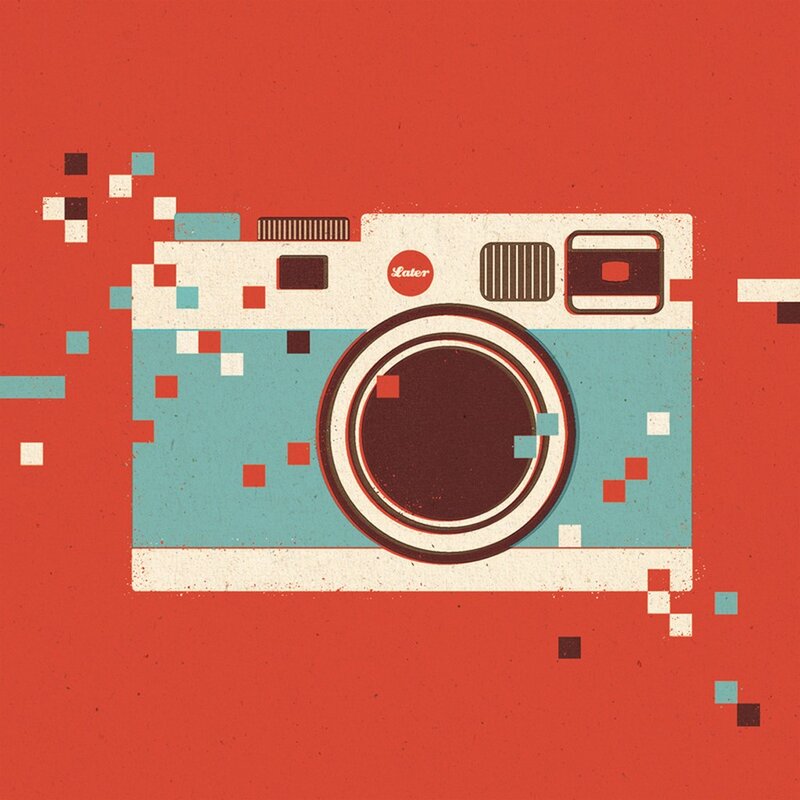 Pixelated camera illustration