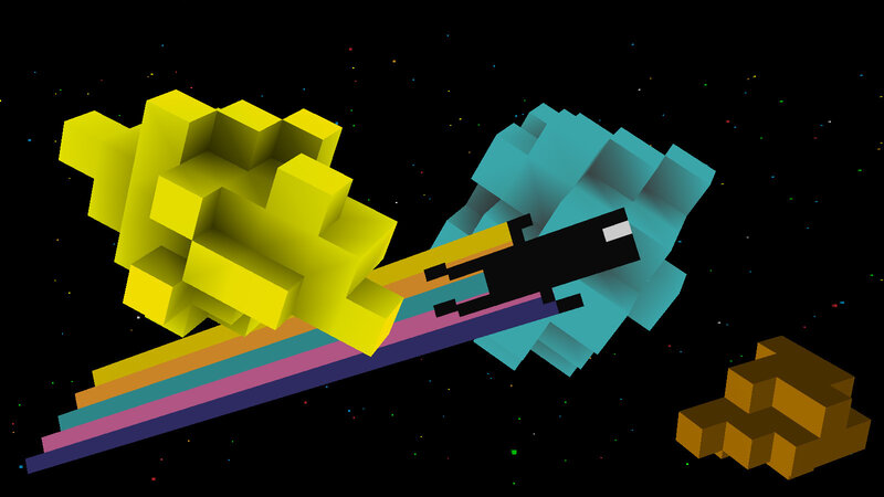 Pixelated Cat in Space