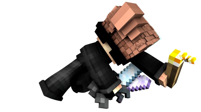 Pixelated Character Falling — Black