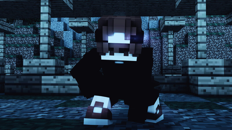 Pixelated Character in Cave