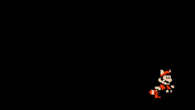 Pixelated character in corner