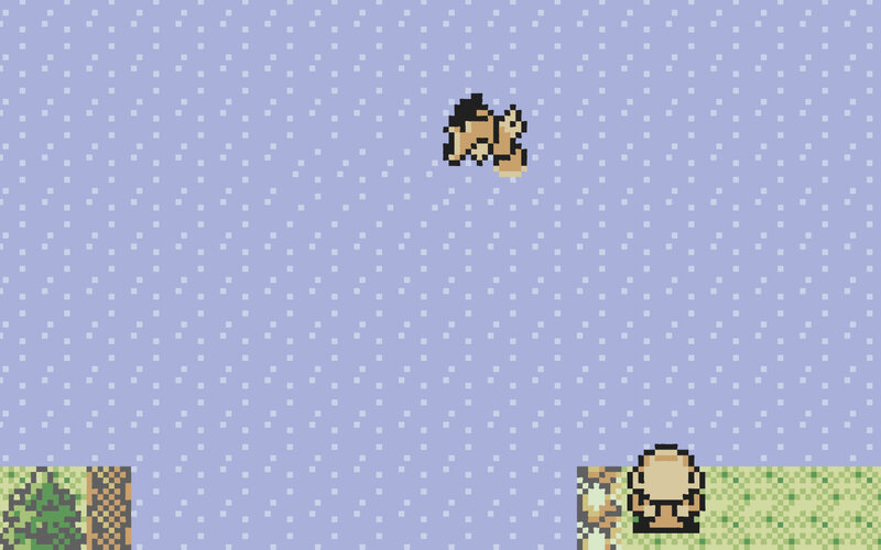Pixelated Character in Sky