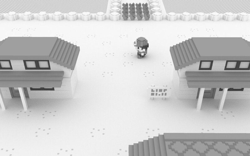 Pixelated Character in Town