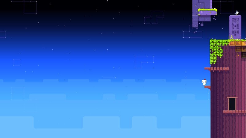 Pixelated Character on Platform — Blue