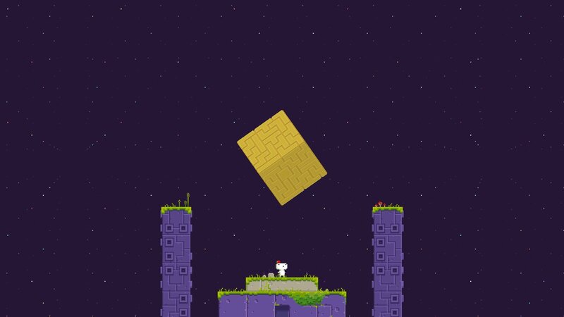 Pixelated Character on Platform — Purple