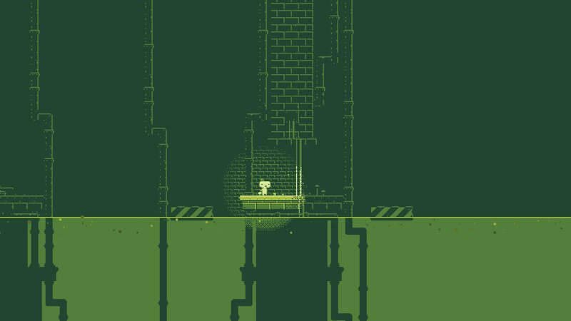 Pixelated Character on Platform