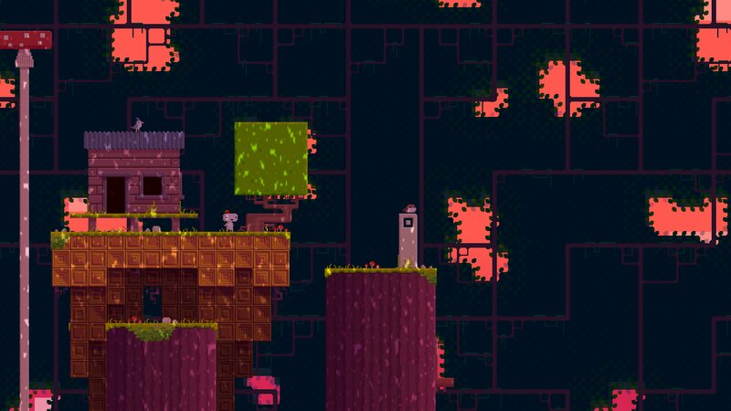 Pixelated Character on Platforms